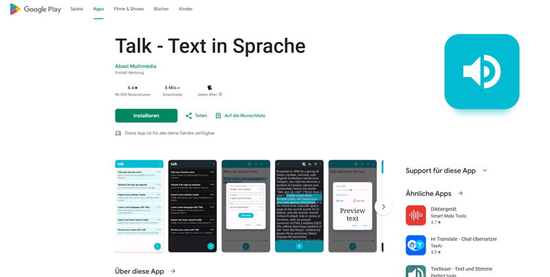 Talk - Text in Sprache