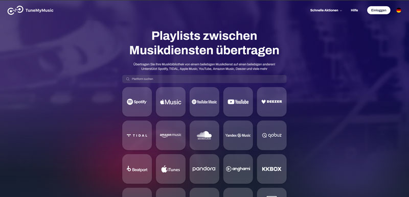 TuneMyMusic öffnen