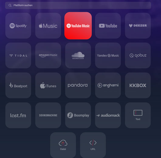 Zielplattformat in TuneMyMusic festlegen