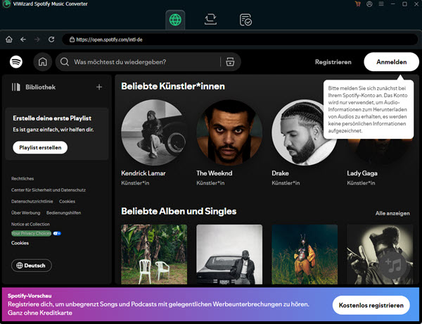 Bei Spotify-Konto anmelden