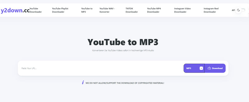 y2down.cc YouTube to MP3 Converter