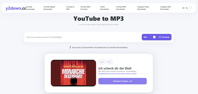 y2down.cc YouTube to MP3