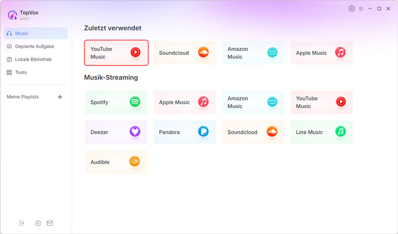 YouTube Music auswählen