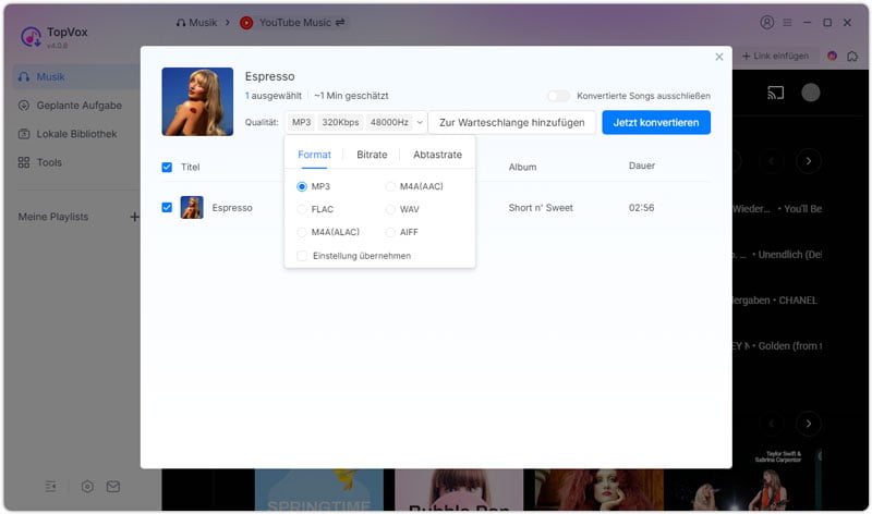 Ausgebeformat einstellen
