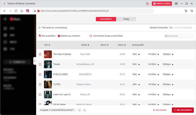 YouTube Music Playlist mit TopVox All Music Converter downloaden