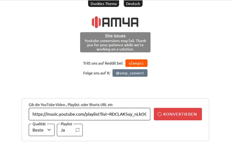 AM4A YouTube zu M4A Konverter