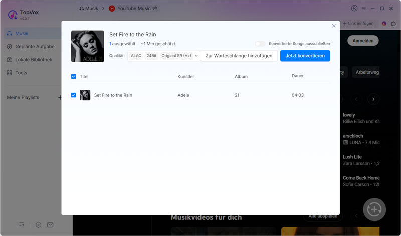M4A-Format auswählen