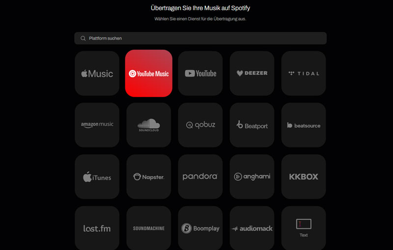 YouTube Music auswählen