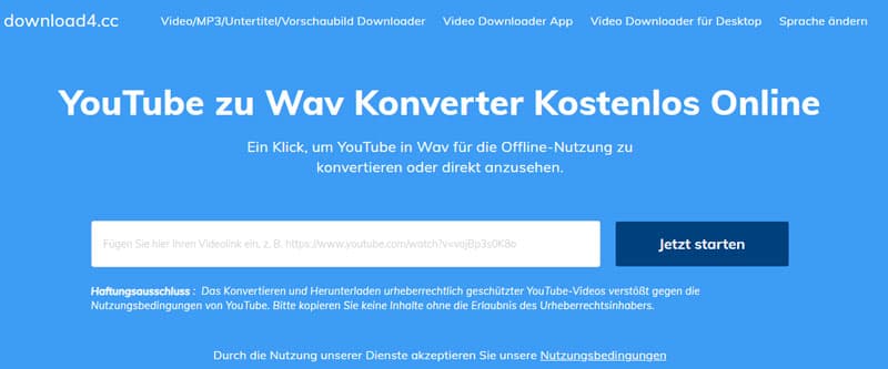 Download4.cc online YouTube to WAV Converter