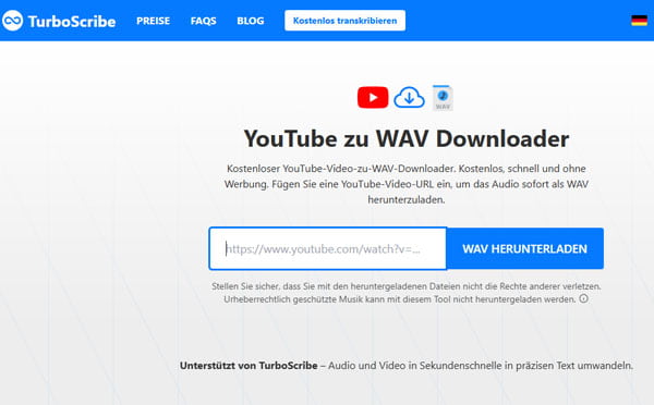 TurboScribe YouTube zu WAV Downloader