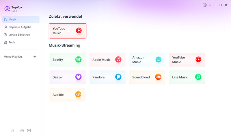 YouTube Music auswählen