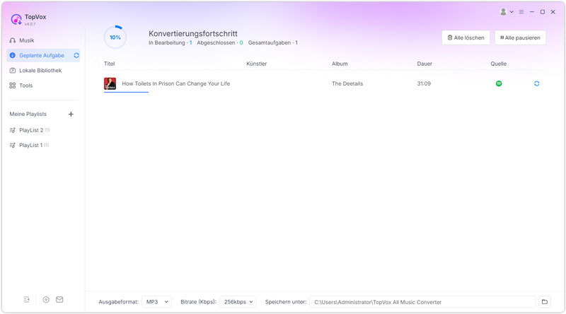 Spotify Musik mit TopVox in MP3 umwandeln